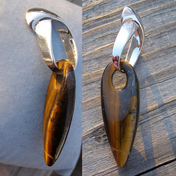 NEW RLM Studio Elongated Drop Tigers Eye Pendant - Picture 5 of 7